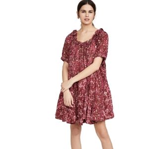 Free People Jet Set Floral Bardot Mini Dress-pink